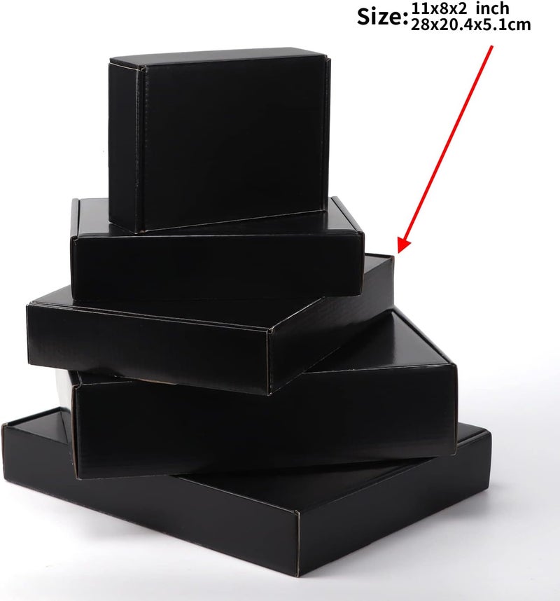 EXYGLO صناديق كرتون شحن للأعمال الصغيرة، التعبئة والشحن، 11x8x2 - عبوة من 25، أسود - Image 5